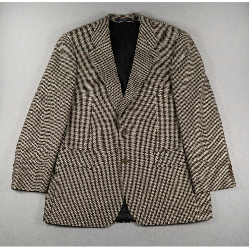 Ralph Lauren Silk Wool Houndstooth Blazer Sport Coat Tan Brown 42R Canada